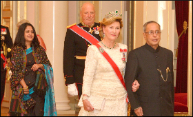 Pranab meets Norwegian King, Queen