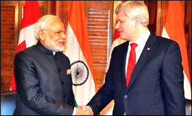 Modi and Stephen Harper