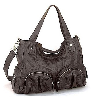 Amerileather 'Echo' Top-grain Lambskin Leather and Canvas Shoulder Bag