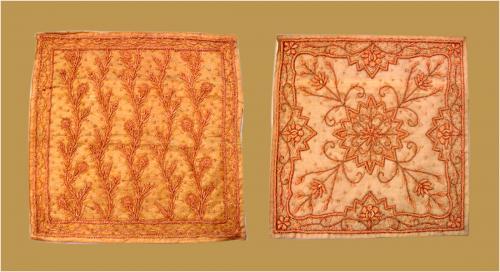 Heavy Hand Made Cushion Cover With Pure Copper And Silver Work