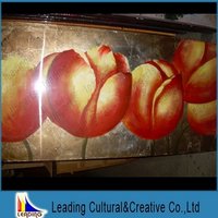 Large Red Lotus Flower Wall Hanging Art Work Oil Painting