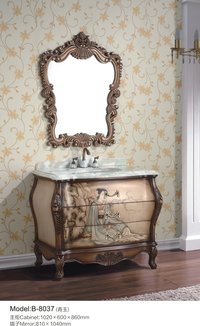 European Antique Solid Wood Bathroom Cabinets
