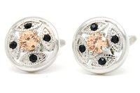 Romance Black Crystal Yellow Zircon Diamond Cufflinks