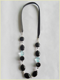 Black Ribbons Acrylic Beads Crystal Necklace