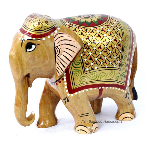 wooden indian elephant statue