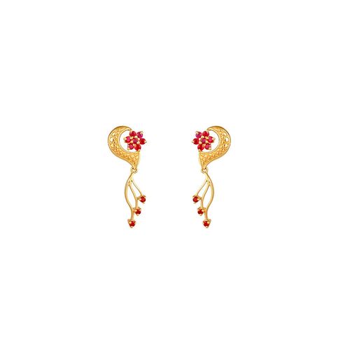 Yellow Gold Ruby Drop Earrings In Sipcot Estate Hosur Yellow Gold Ruby Drop Earrings In Sipcot Estate