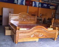 Designer Teak Wood Cot In Chennai Tamil Nadu SANTHOSH FURNITURE   Designer Teak Wood Cot 689 