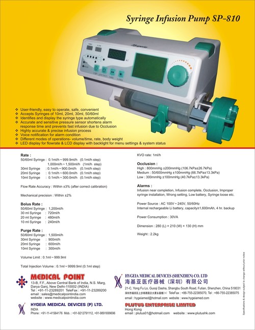Syringe Infusion Pump Manufacturers, Dealers & Exporters