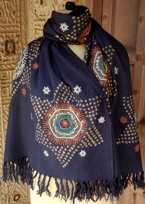 Embroidery Scarves in Kutch, Gujarat, India KALA RAKSHA