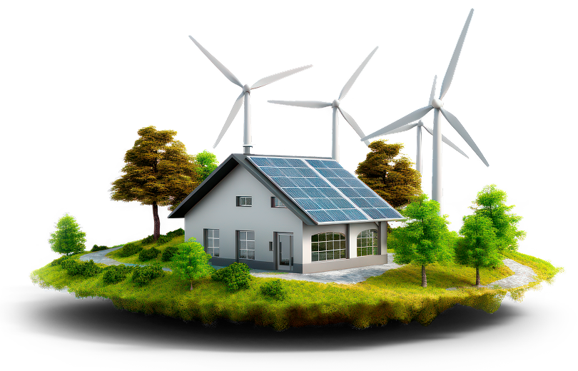 Renewable energy collage (solar, wind, EV, battery)
